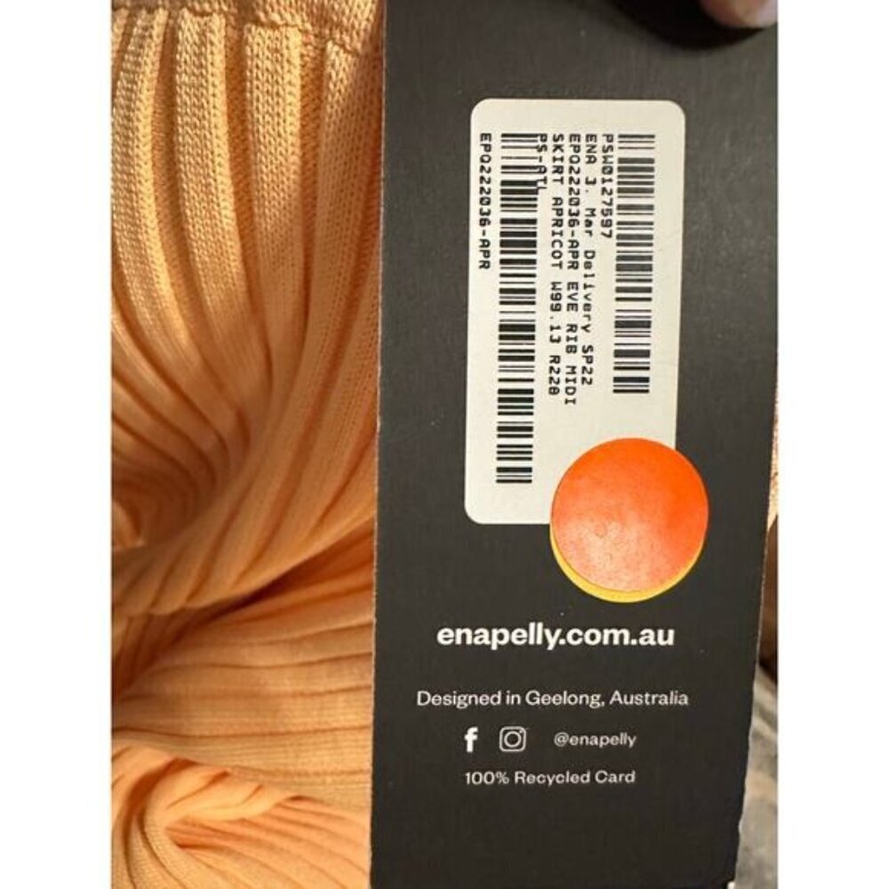 Ena Pelly Peach Pleated Bodycon Midi Skirt Size US 4/AUS 8 - Picture 4 of 5